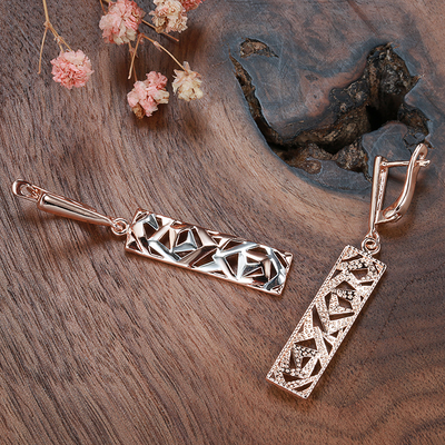 Henley - Elegant Rectangular Gold and Silver Earrings