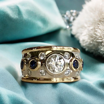 Edna – Vintage Golden Inlaid Zirconia Ring
