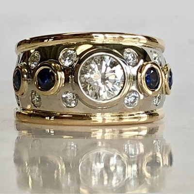 Edna – Vintage Golden Inlaid Zirconia Ring