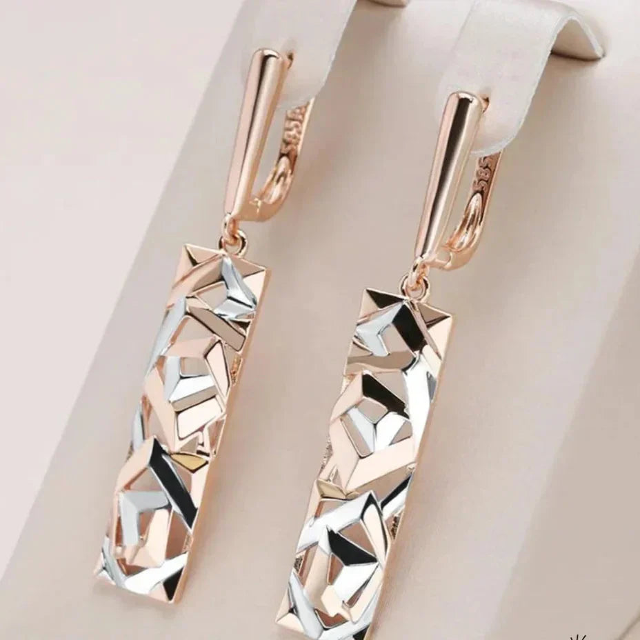 Henley - Elegant Rectangular Gold and Silver Earrings