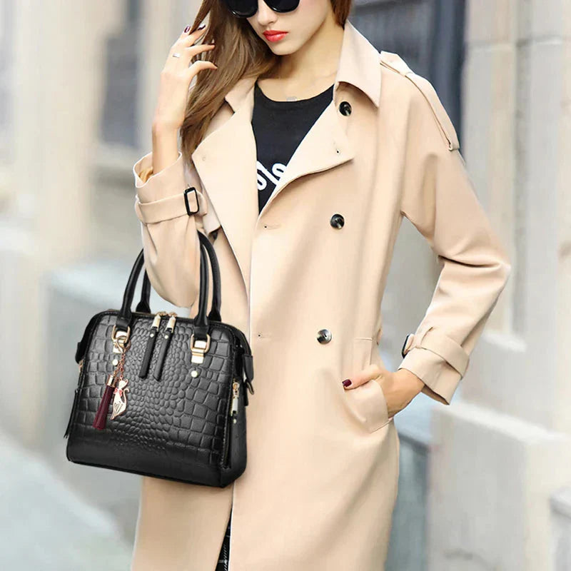 Crocodile Embossed Leather Bag