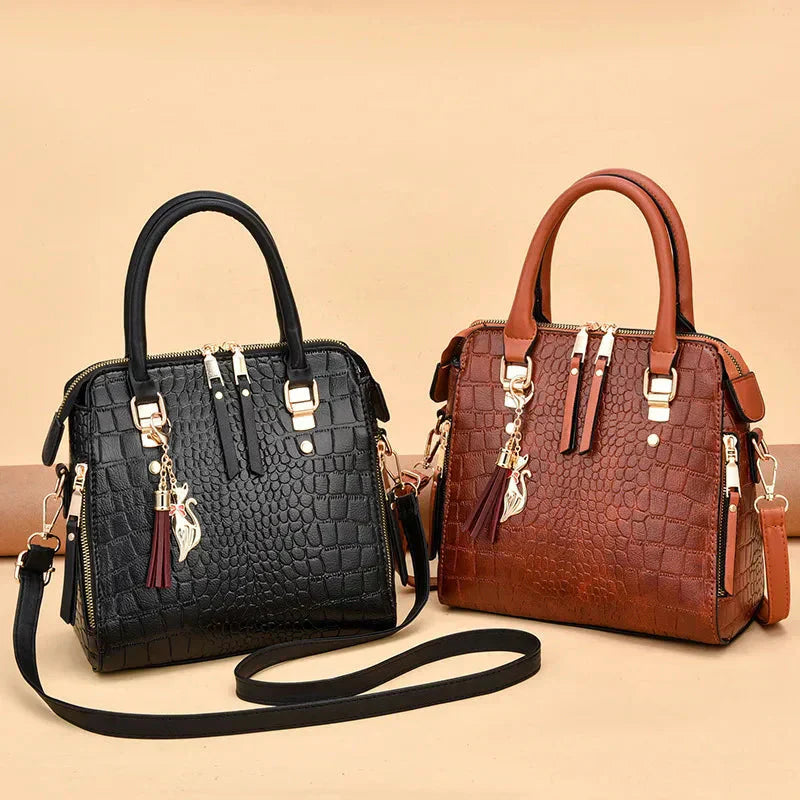Crocodile Embossed Leather Bag