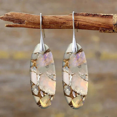 Lilith – Vintage Natural Oval Stone Earrings